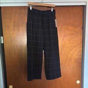 Albion NWT AUDREY WIDE LEG PANTS, BLACK WINDOWPANE sz M